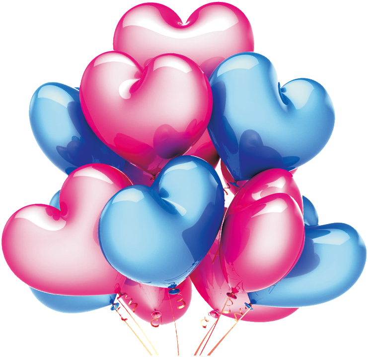 Colorful Romantic Balloons Transparent Decorative - Pink And Blue Balloons (1024x1433), Png Download