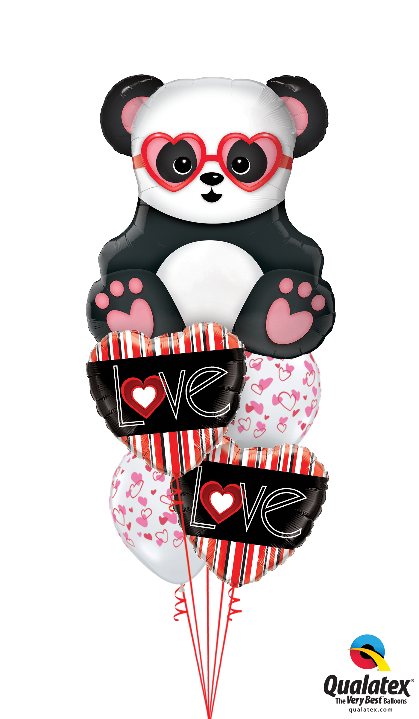 Love You Balloon Bouquet - Qualatex 18 Inch Heart Foil Balloon - L(heart)ve Red (1400x2400), Png Download