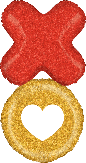 36" Jumbo Xo Stacked Glittering Valentine's Day Love - Balloon (290x545), Png Download