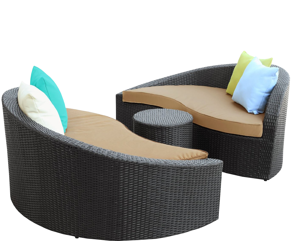 Image Product 58 - Magatama 3 Piece Outdoor Patio Chaise By Modway (1000x1000), Png Download