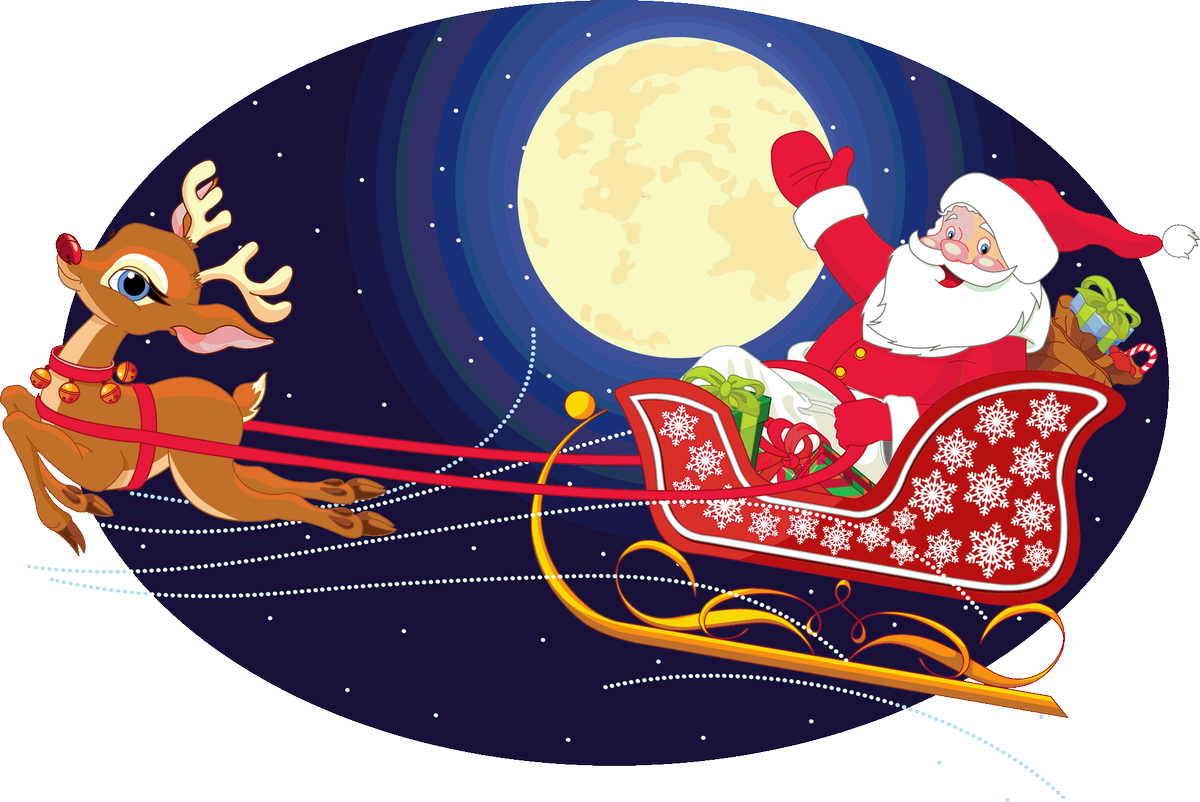 #christmasafterninedays Hashtag On Twitter - Santa With Sleigh Easy (1200x802), Png Download