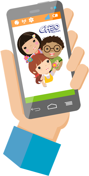 Welcome To Mychart Graphic Of Hand Holding Mobile Phone - Children's Hospital Of Eastern Ontario (501x768), Png Download