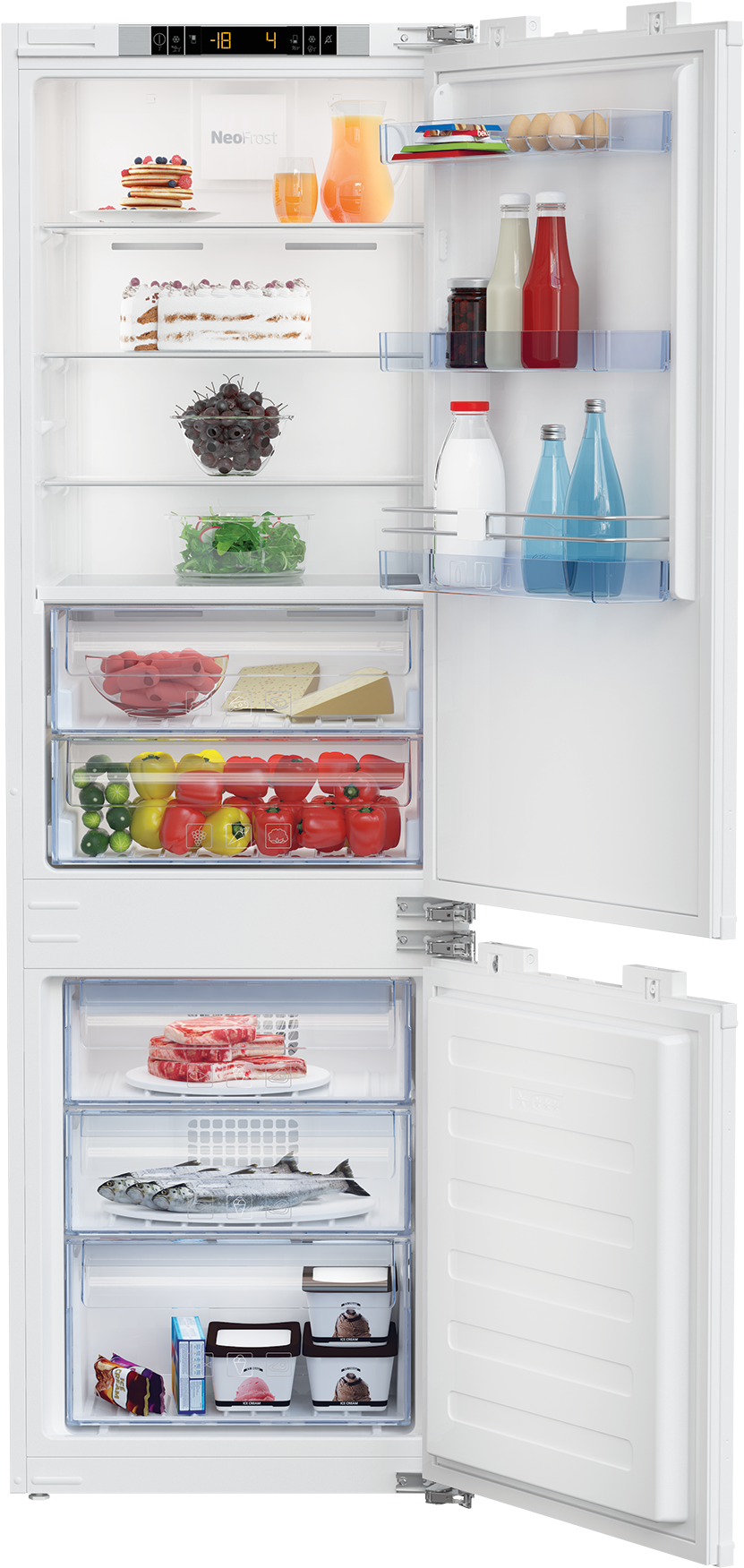 22" Built In Bottom Freezer Refrigerator - Beko Bcha275k2s Frigo Combiné Intégrable (1500x2120), Png Download