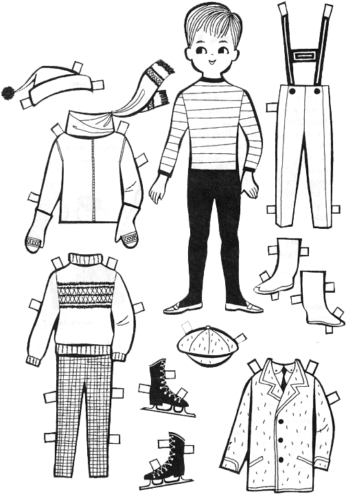 Paper Dolls To Color And Cut Out - Раскраски Куклы С Одеждой Мальчик (520x750), Png Download