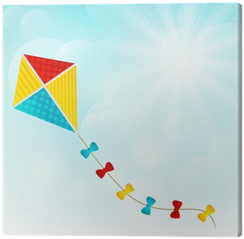 Color Paper Kite On Sunny Background Canvas Print • - Cometa De Papel (400x400), Png Download