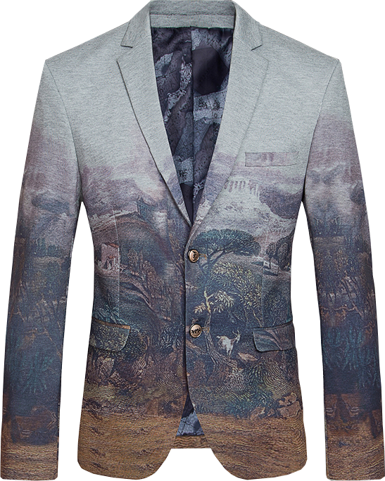 Blazer For Men Png Pic - Men Printed Jacket Formal (547x684), Png Download
