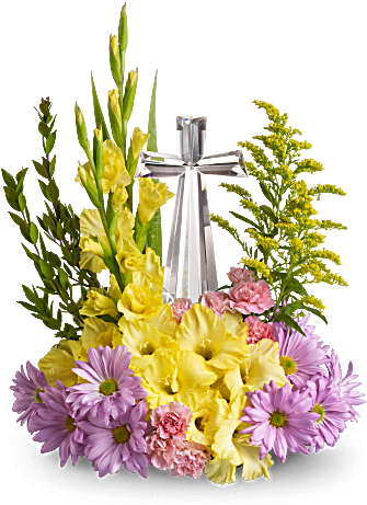Crystal Cross Bouquet - Flowers - Crystal Cross Bouquet - Regular (368x460), Png Download