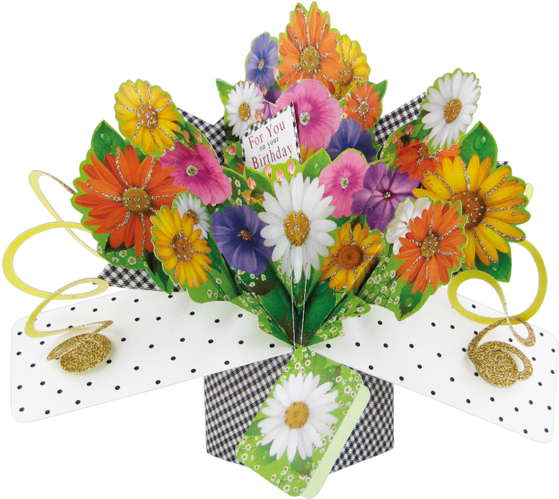 Birthday Flowers Pop-up Greeting Card - 3d Pop Up Birthday Card - Flowers For You (1000x786), Png Download