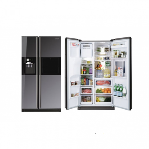 524l Mirror Side By Side Fridge/freezer - Rs21hflmr Samsung Fridge Model (640x480), Png Download