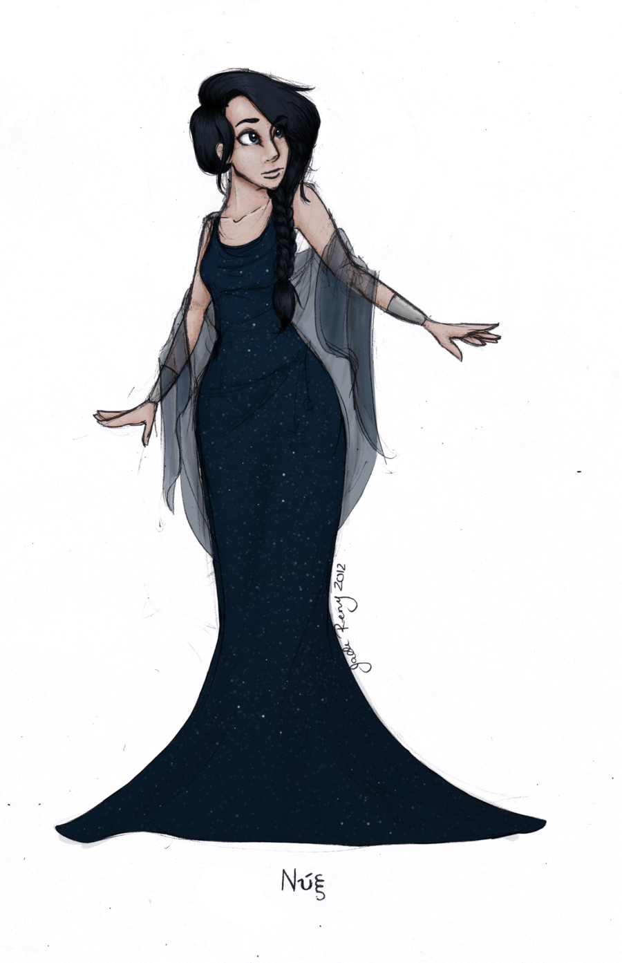 Nyx - Nyx Greek Goddess Drawing (900x1393), Png Download