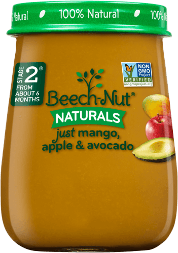 Naturals Just Mango, Apple & Avocado Jar - Beech-nut Naturals Stage 1 Purees - Bananas - 4.0 Oz (351x500), Png Download