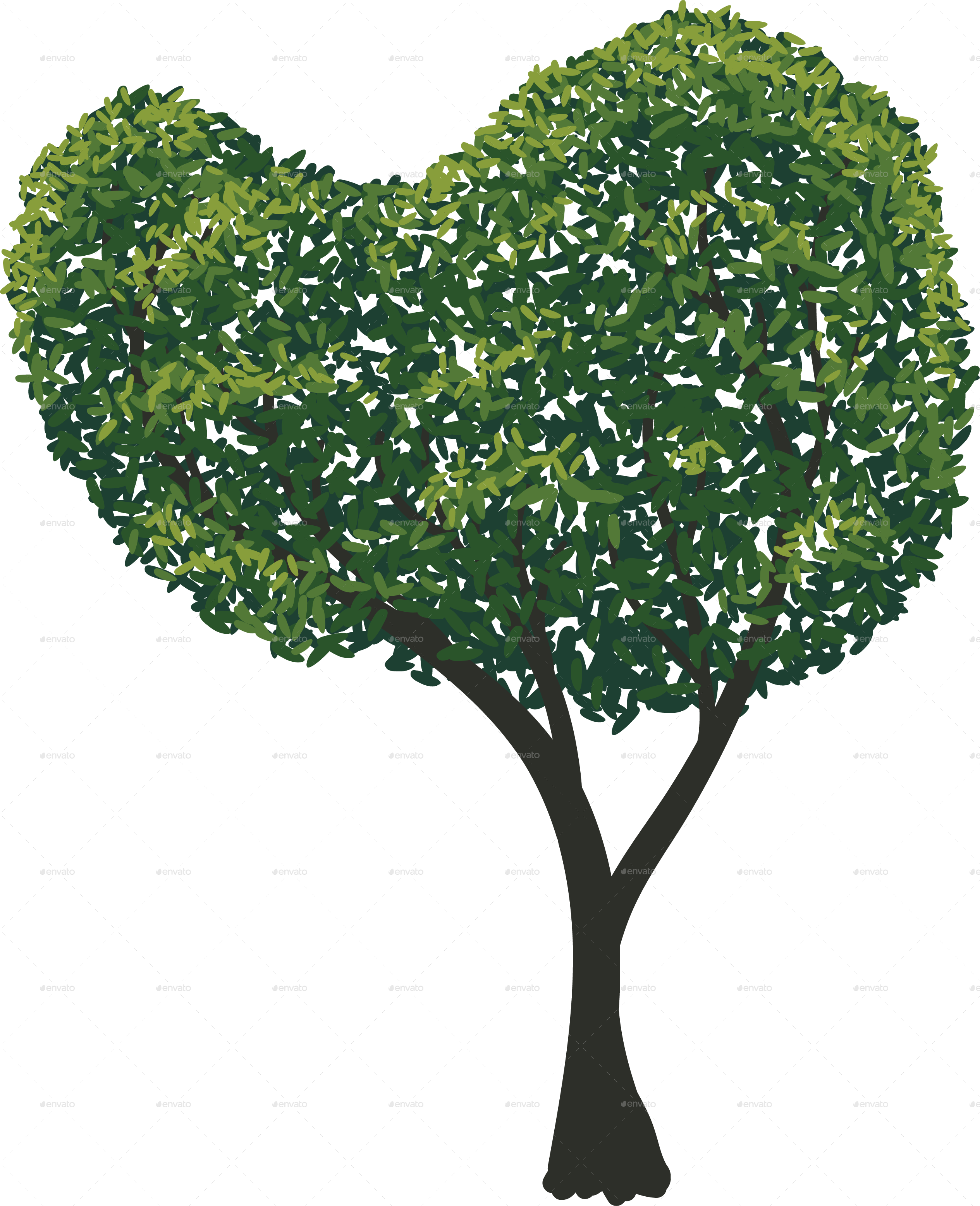 Tree 7 No Stroke - Heart (2530x3113), Png Download