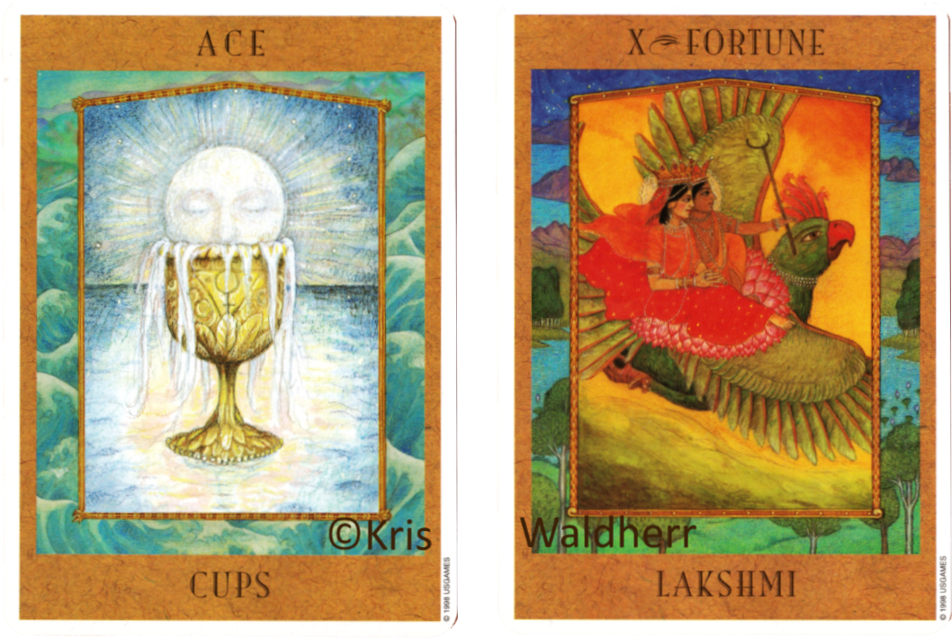 Ace Of Cups Fortune Lakshmi Goddess Tarot Kris Waldherr - Goddess Tarot Deck (1145x721), Png Download