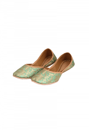 Mint Green Brocade Genuine Leather Punjabi Jutti - Jutti (300x442), Png Download