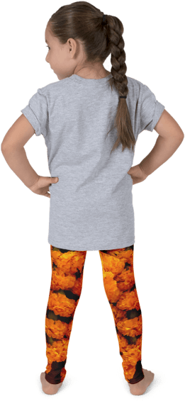 Marigold Kids Leggings Are A Beautiful Bright Floral - Cow Print Leggings Girls (600x600), Png Download
