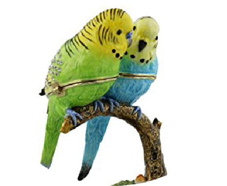 Budgerigar - Juliana Treasured Two Budgerigars On Branch Hinged (600x407), Png Download