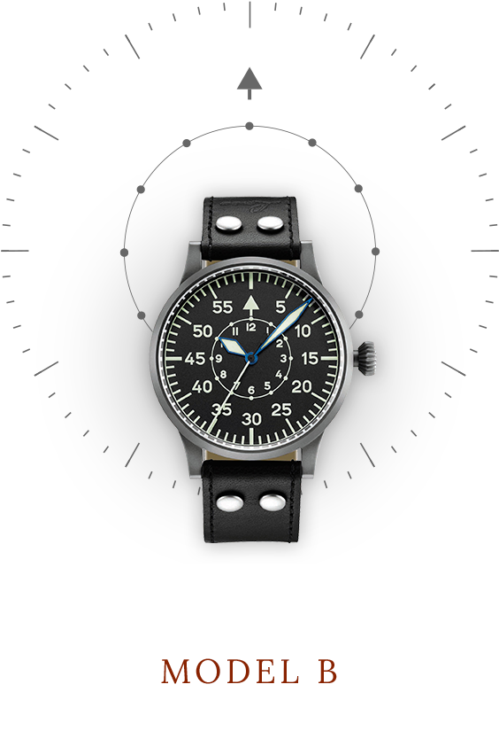 Model-b - Laco Replica 45 Pilot Original Manual Winding Watch, (910x865), Png Download