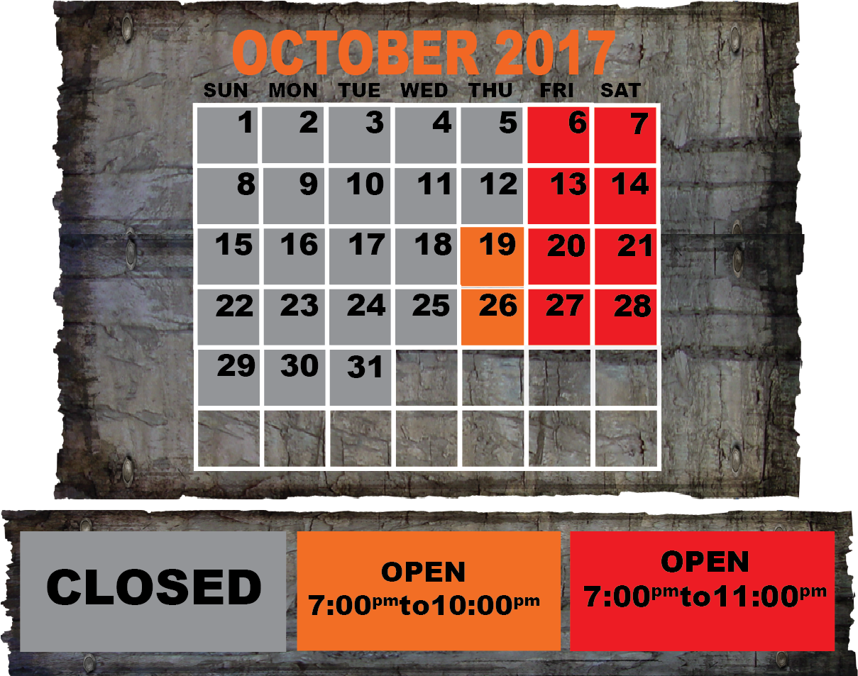 Calendar - Haunted Attraction (1215x991), Png Download