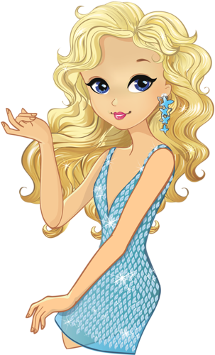 Beautiful Fashion Girl With White Banner - Imagens De Meninas Desenho (311x500), Png Download