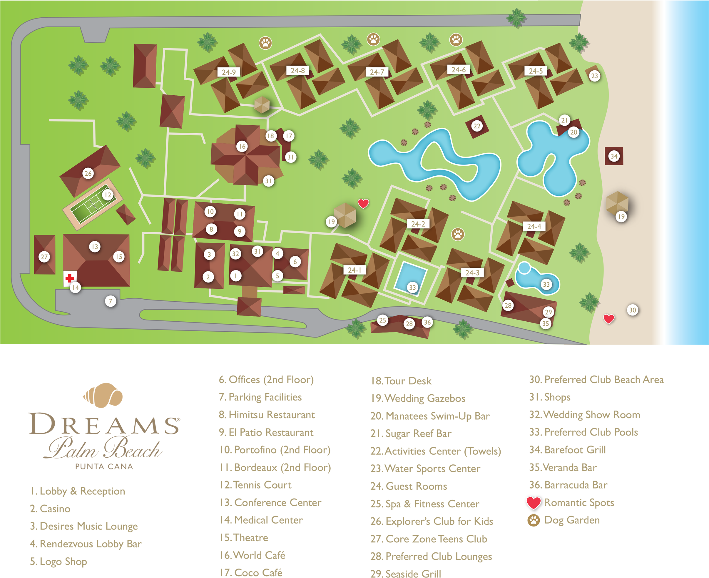 Drepb - Dreams Palm Beach Map (2500x2125), Png Download