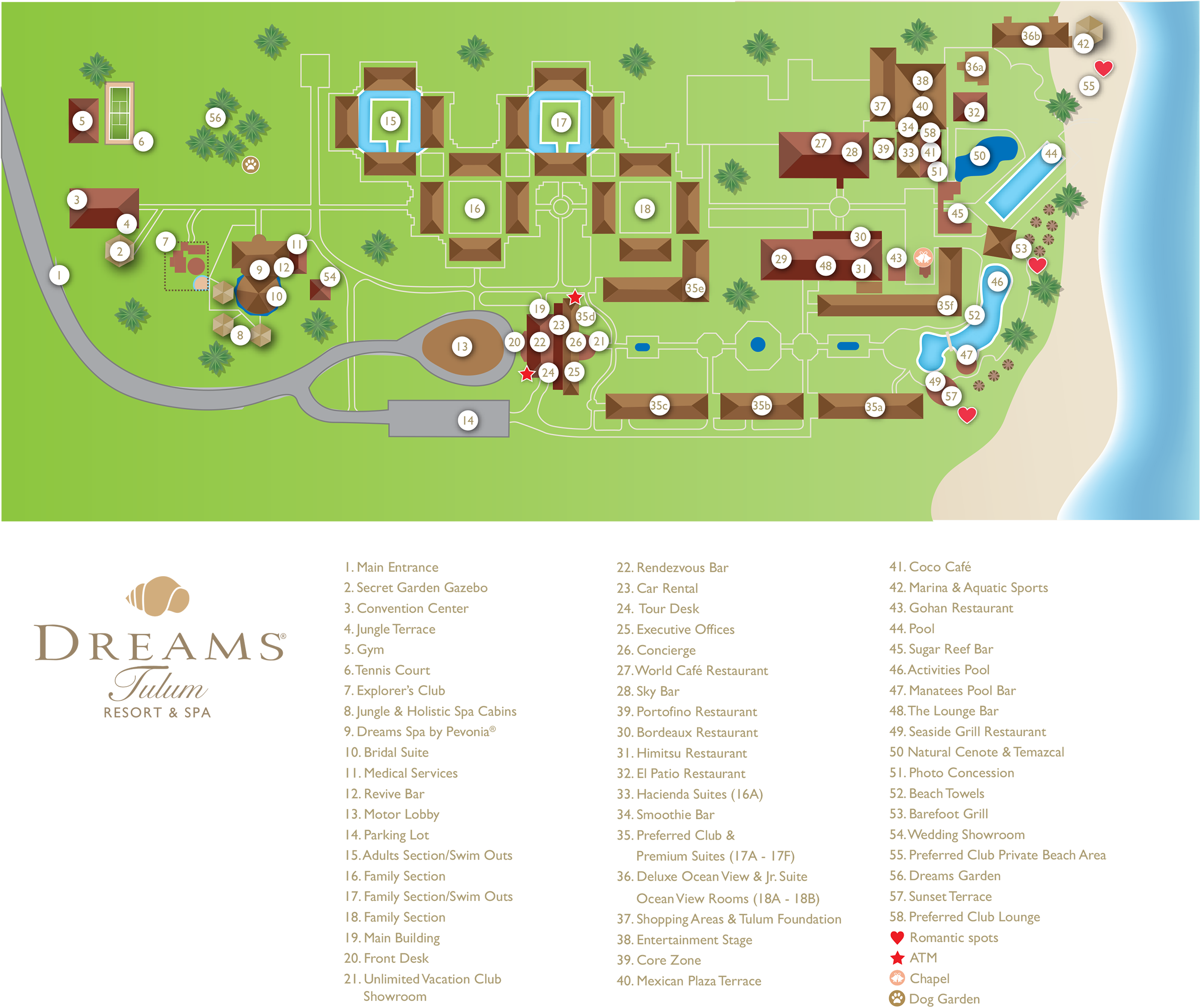 Dreams Tulum Resort & Spa Map (2500x2125), Png Download