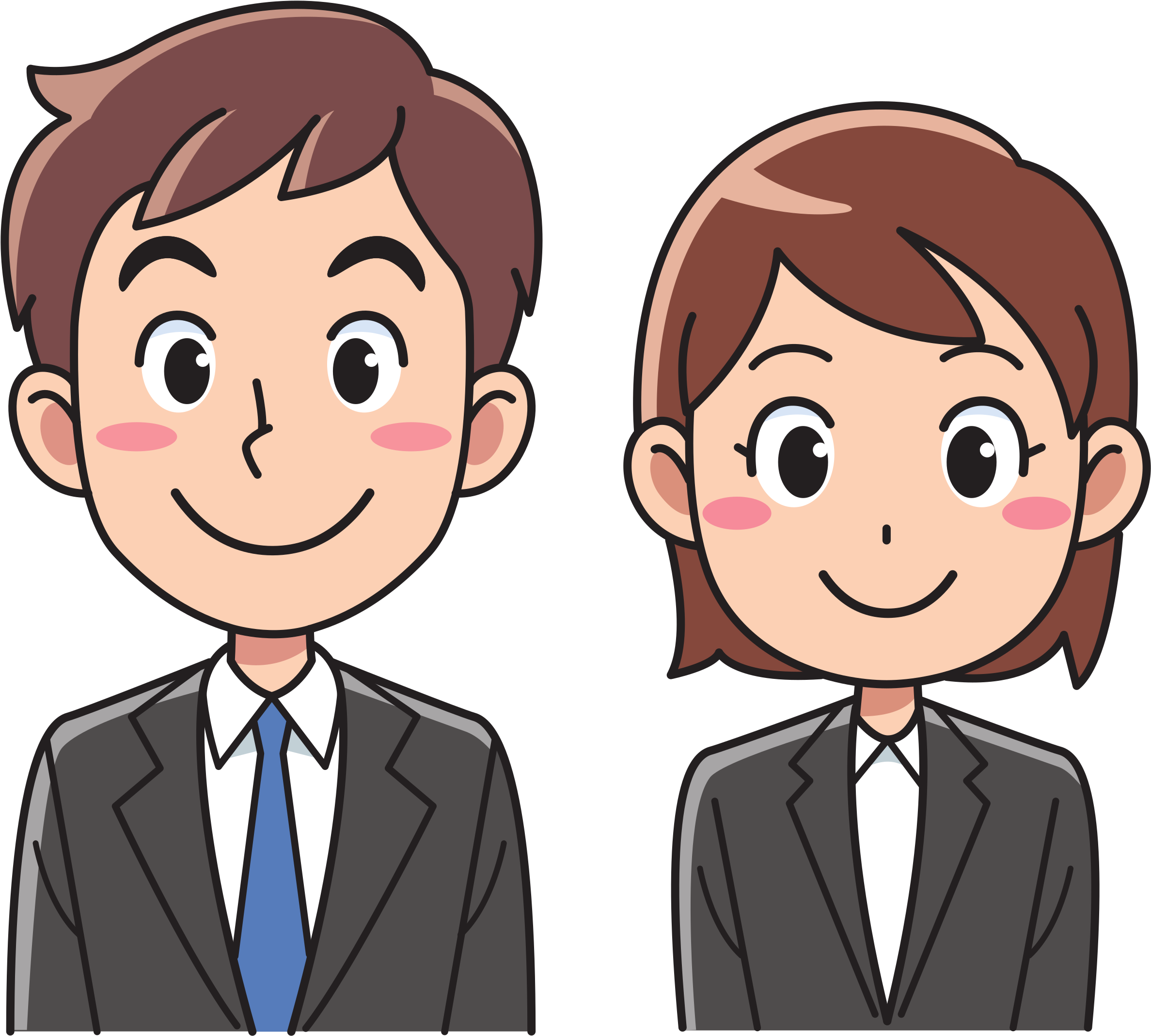And Woman Positive Looking Big Image Png - Business Man And Woman Clipart (2400x2163), Png Download