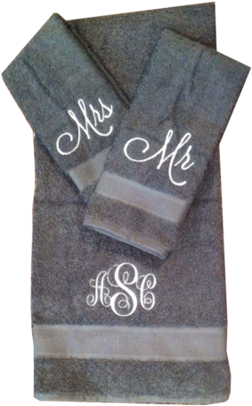 Embroidered Grey Towel Set - Scarf (480x480), Png Download