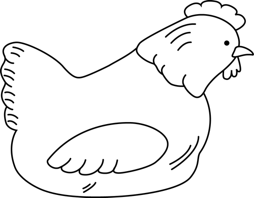 Black And White Hen - Hen Clip Art Black And White (500x391), Png Download
