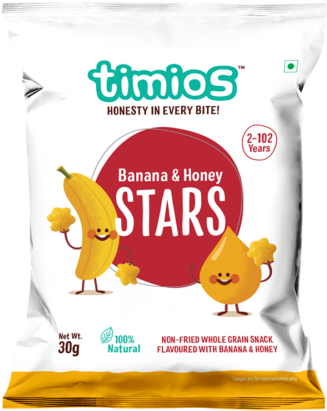 Kids & Pets - Timios Banana & Honey Stars 30g (480x562), Png Download