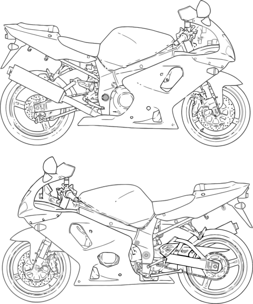 Racing Vector Graphics - Motorbike Drawing Outline (500x601), Png Download