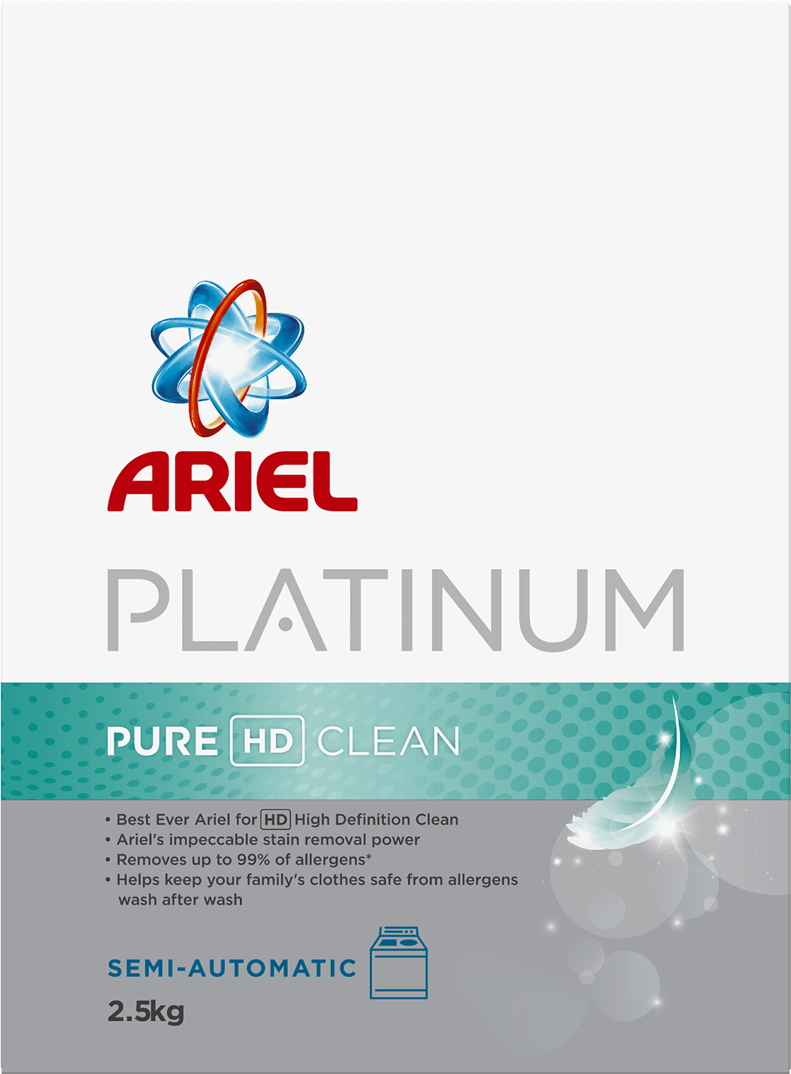 Ariel Platinum Pure Hd Clean Semi-automatic Washing - Ariel Matic Front Load Detergent Powder (1600x1600), Png Download