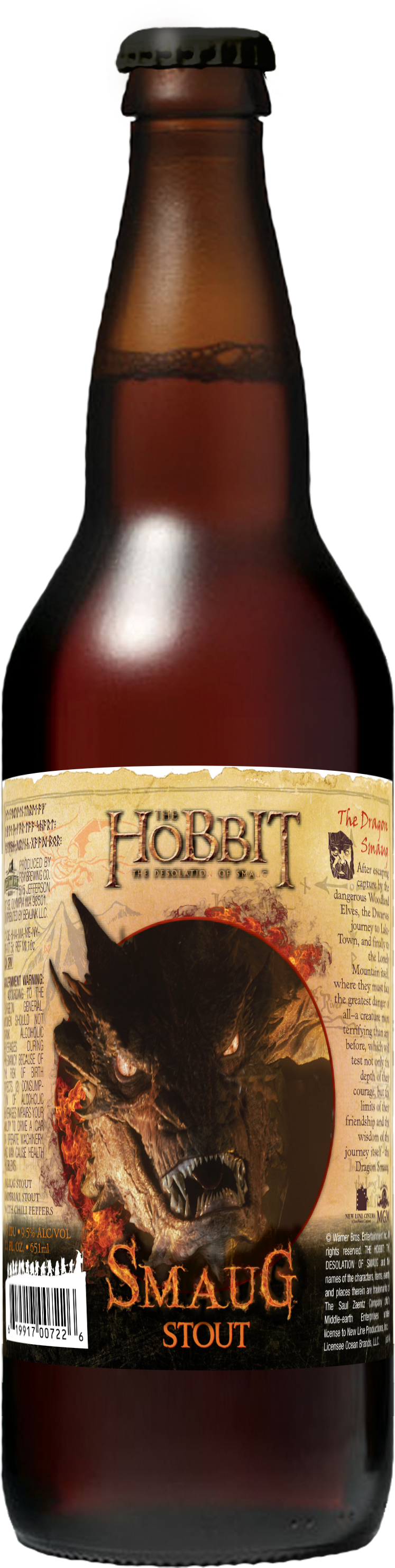 Fish Tale Ales - Hobbit Series Smaug Stout - 22 Fl Oz Bottle (1400x3000), Png Download