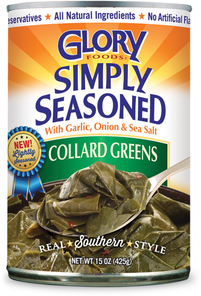 Simply Seasoned Collard Greens - Glory Foods Sensibly Seasoned Collard Greens - 14.5 (600x700), Png Download