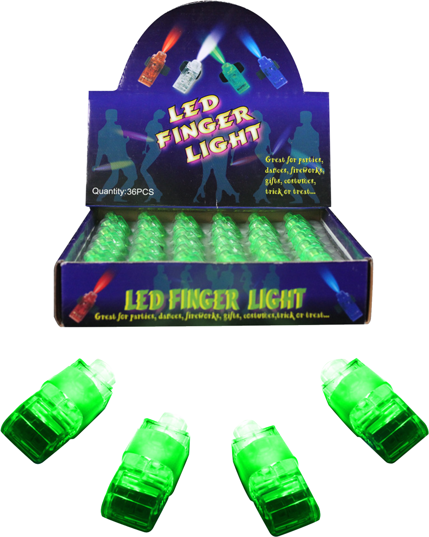 Mouse Over Product Image To Zoom - Led Finger Lights - Green 36ct (2000x2000), Png Download