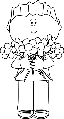 Image Transparent Download Flower Clip Art Images Boy - Get Clipart Black And White (269x500), Png Download