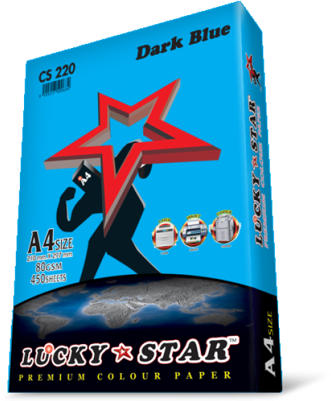 A4 80gsm Luckystar Colour Paper Cs 220 Dark Blue 450sheets - Lucky Star A4 Colour Paper (600x600), Png Download