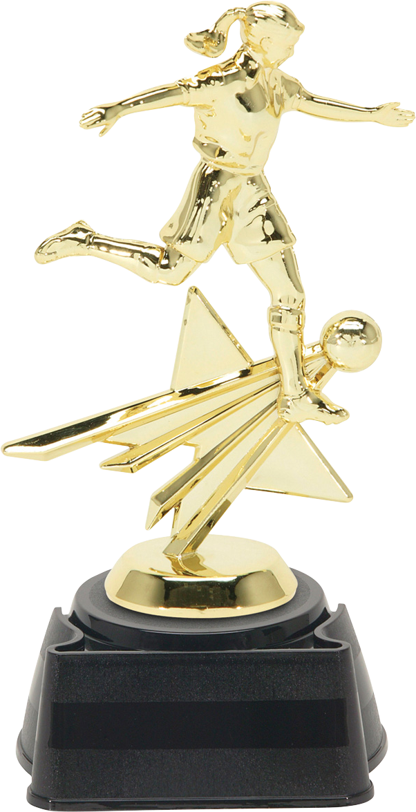 Star Soccer Trophy-female 8 1/4" (602x1175), Png Download