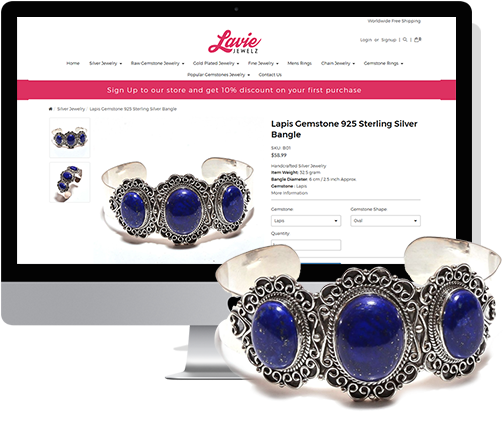 Clip Black And White Jewellery Shop Free On Dumielauxepices - 925 Sterling Silver Cuff Bangle, Natural Lapis Gemstone (555x498), Png Download