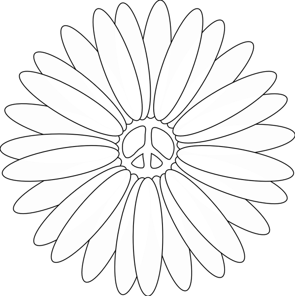 Flowers Line Art - Clipart Of Flowers Black White (599x600), Png Download
