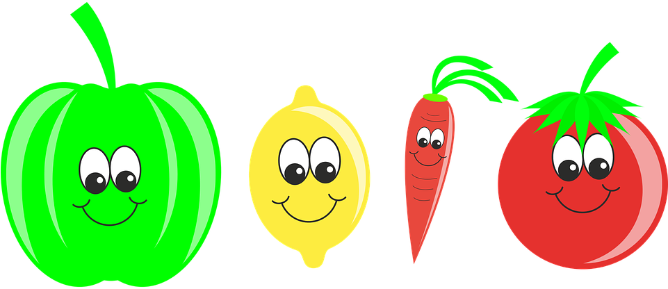 Vegetables Fruit Pepper Lemon Carrot Tomat - ภาพ เคลื่อนไหว ผัก ผล ไม้ (961x416), Png Download