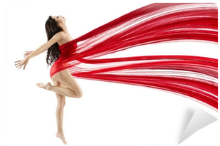 Woman Dancing With Red Flying Waving Chiffon Cloth - Dance (400x400), Png Download