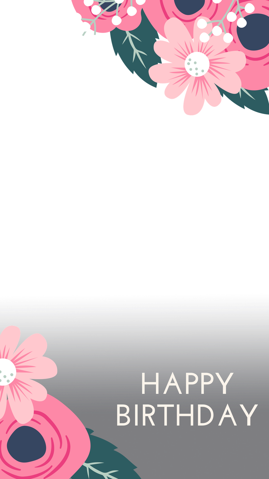 Pink Gradient Flowers - Transparent Snapchat Filter Happy Birthday (1080x1920), Png Download