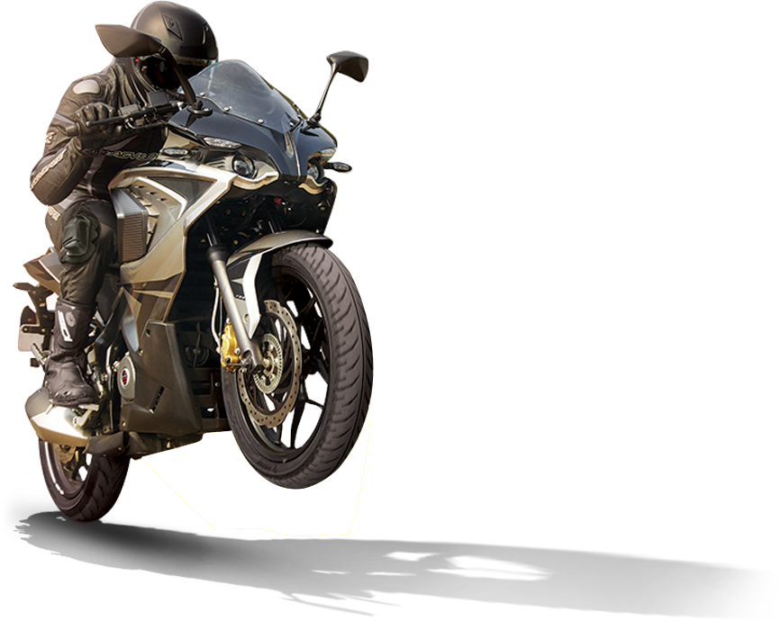 India's First Stunt Championship - Bajaj Motorcycle With Rider Png (867x690), Png Download