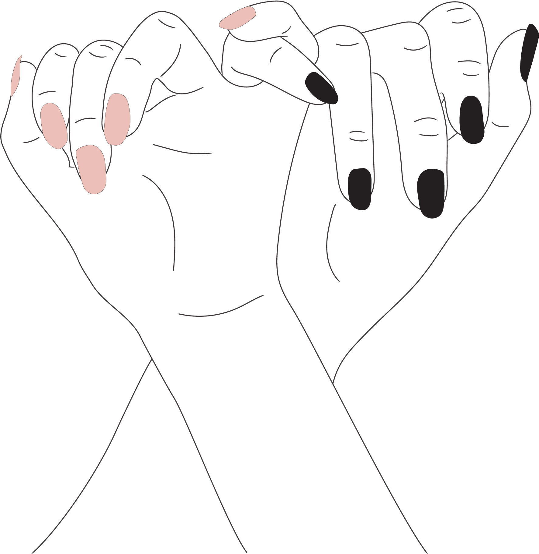 соединенные мизинцы. рука девушки. эскизы на руку. ладонь раскраска. соединенные мизинцы.