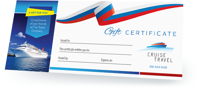 Make A Gift Certificate Design, Create Gift Certificates - Cruise Gift Certificate Template (686x420), Png Download