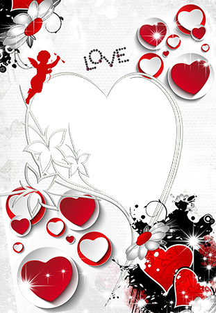 Love Shaped In Heart - Love Photo Frames Free Download Png (311x450), Png Download
