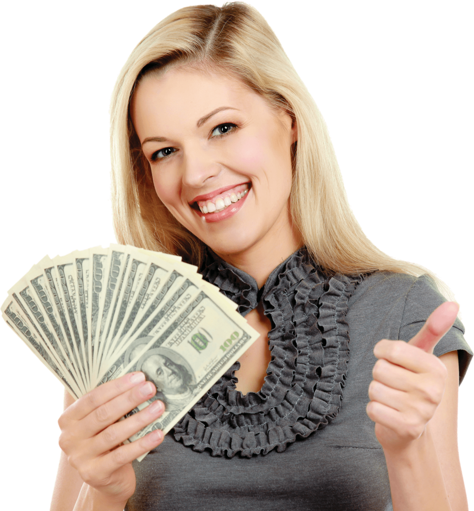 Girl Dollar - Girl With Money Png (949x1024), Png Download