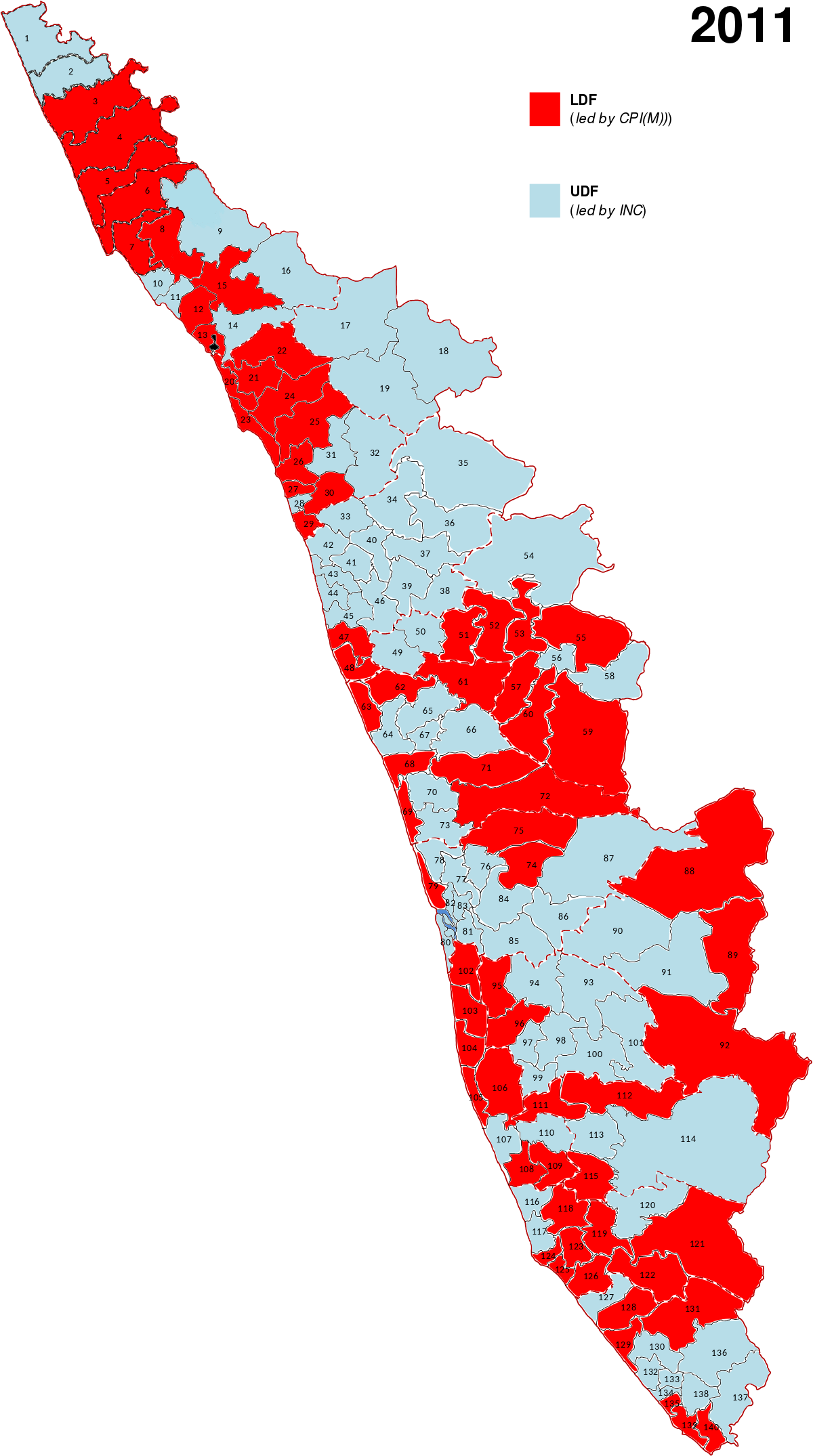 2011 Kerala Assembly Election Results (1200x2150), Png Download