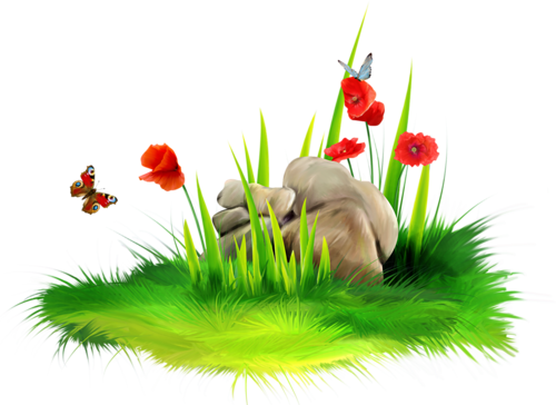 Tubes Nature - Page - Grass With Flower Png (500x364), Png Download