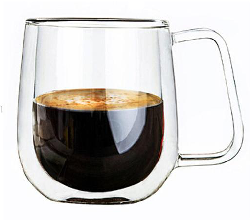 Heat Resistant Double Wall Layer Clear Glass Tea Coffee - Coffee Cup Glass Png (600x600), Png Download